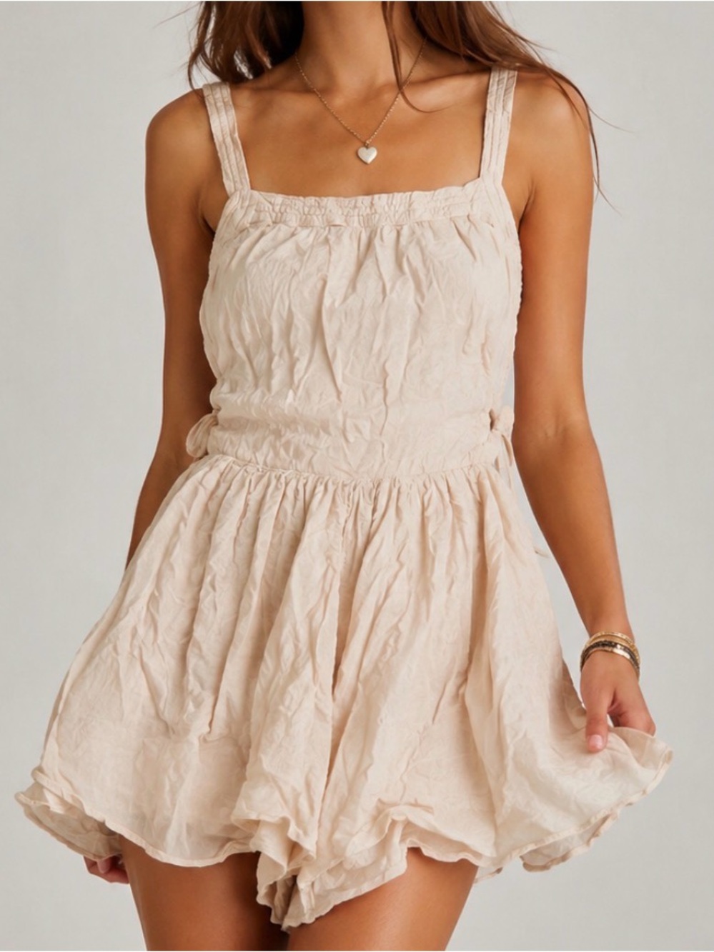 Kimchi Blue Cream Square-Neck Mini Romper